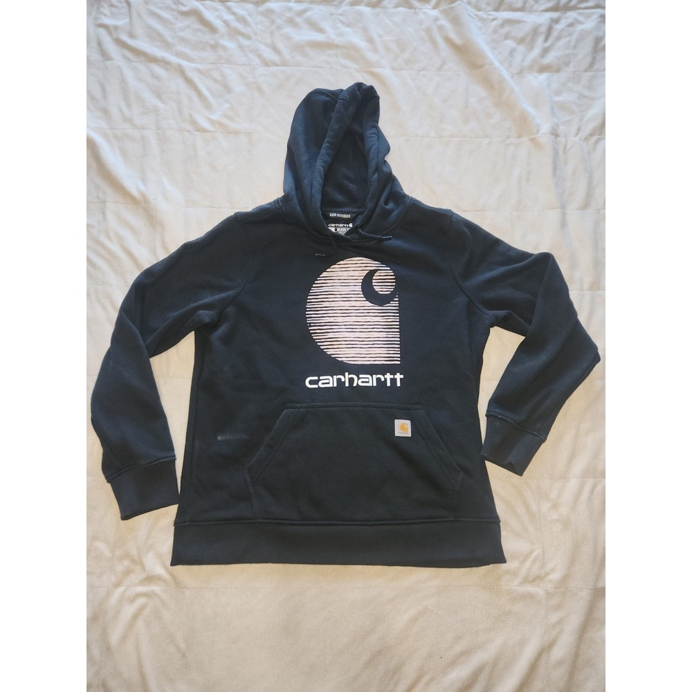 Carhartt Women's Rain Defender Graphic Hoodie Black w/ pink Sz Large (12 -14)